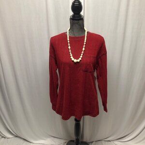 Maroon Red Ribbed Knit Long Sleeve Top Womens Size Small Soft Comfy Sweater NEW